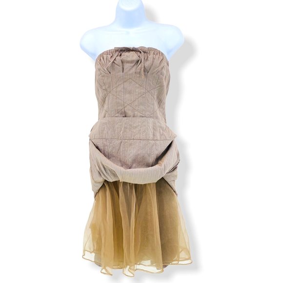 Tracy Reece Linen Blend Strapless Cocktail Dress - Picture 3 of 10